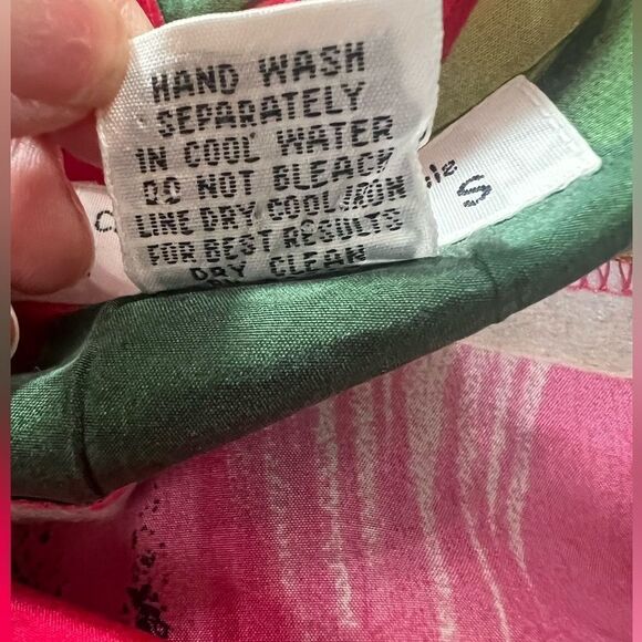 Vintage champagnie International Express silk blouse bright island relaxed Vaca - Picture 6 of 6